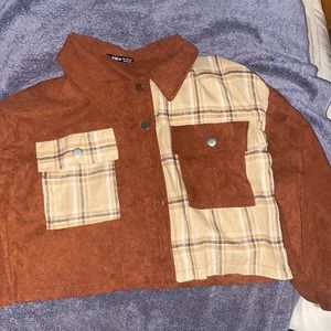 shein, size L, brown with plaid